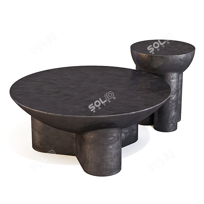 Lagos Modern Metal Drum Tables 3D model image 1