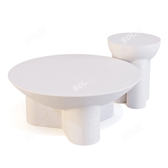 Lagos Modern Metal Drum Tables 3D model image 2