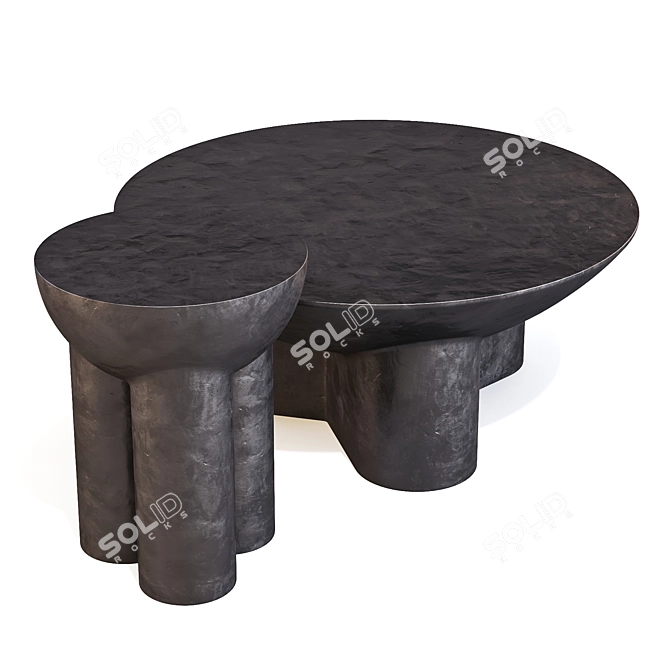 Lagos Modern Metal Drum Tables 3D model image 3