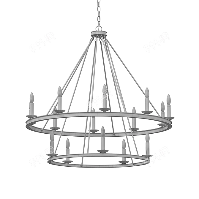 Elegant Middleton Chandelier, Polished Nickel 3D model image 2