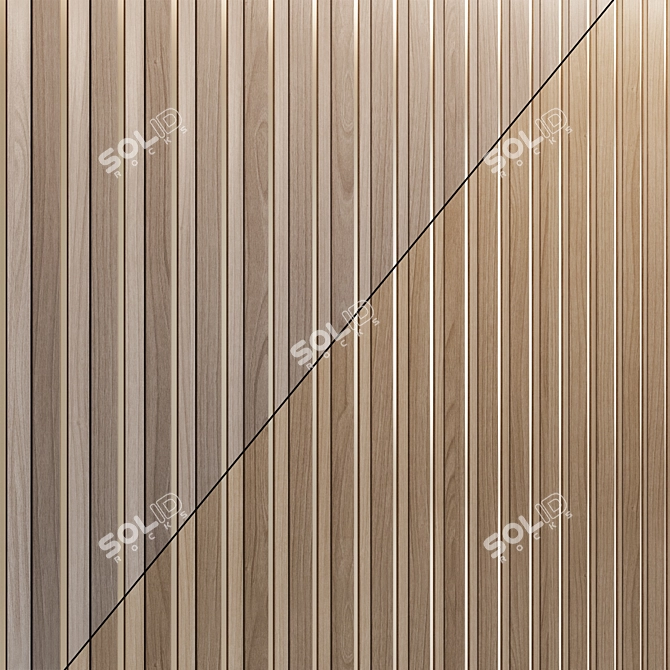 Brass Inlay Wood Wall Panels 3D model image 3
