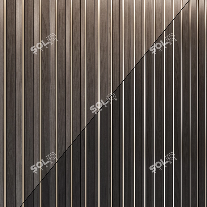 Brass Inlay Wood Wall Panels 3D model image 4