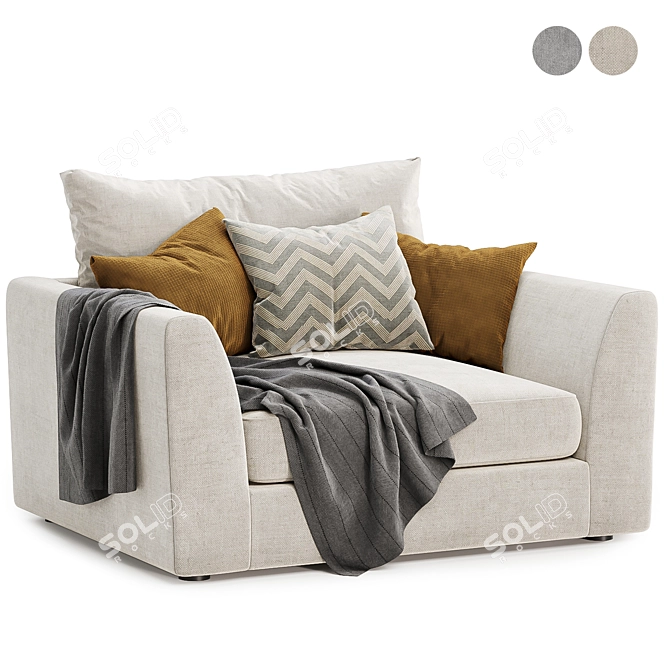 Stylish Hadleigh Armchair with Cushions 3D model image 1