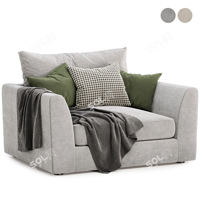 Stylish Hadleigh Armchair with Cushions 3D model image 2
