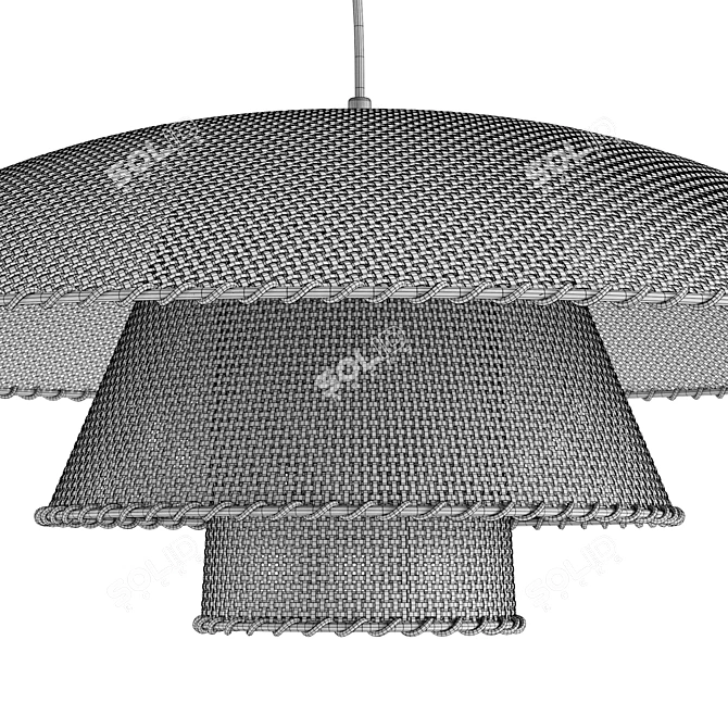 Vintage Rattan Pendant Lamp Fixture 3D model image 6