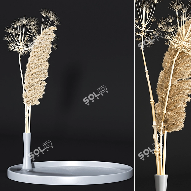 Elegant Tri-Vase Bouquet Arrangement 3D model image 1