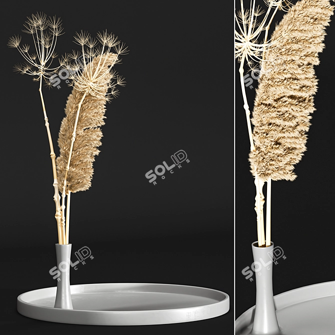 Elegant Tri-Vase Bouquet Arrangement 3D model image 2