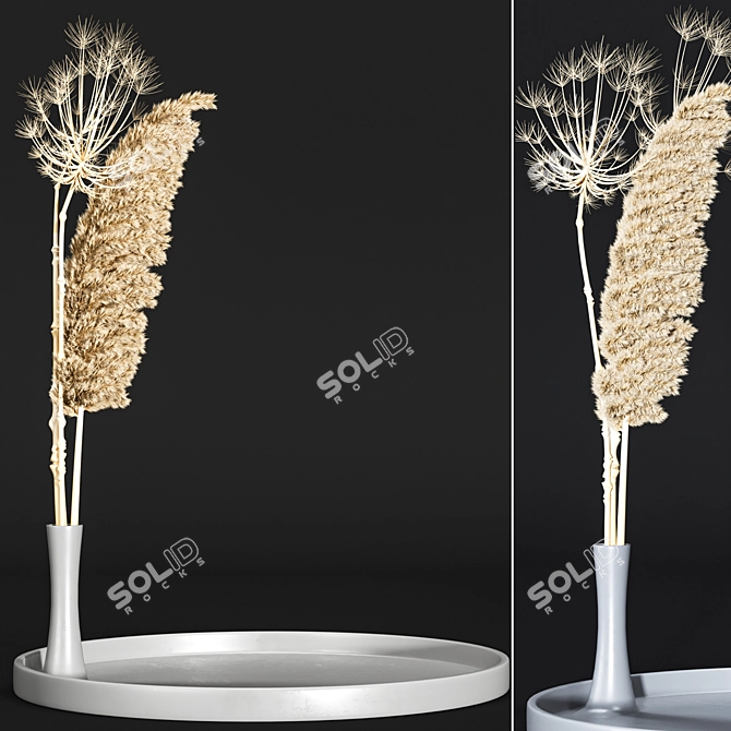 Elegant Tri-Vase Bouquet Arrangement 3D model image 3