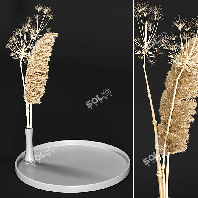 Elegant Tri-Vase Bouquet Arrangement 3D model image 4