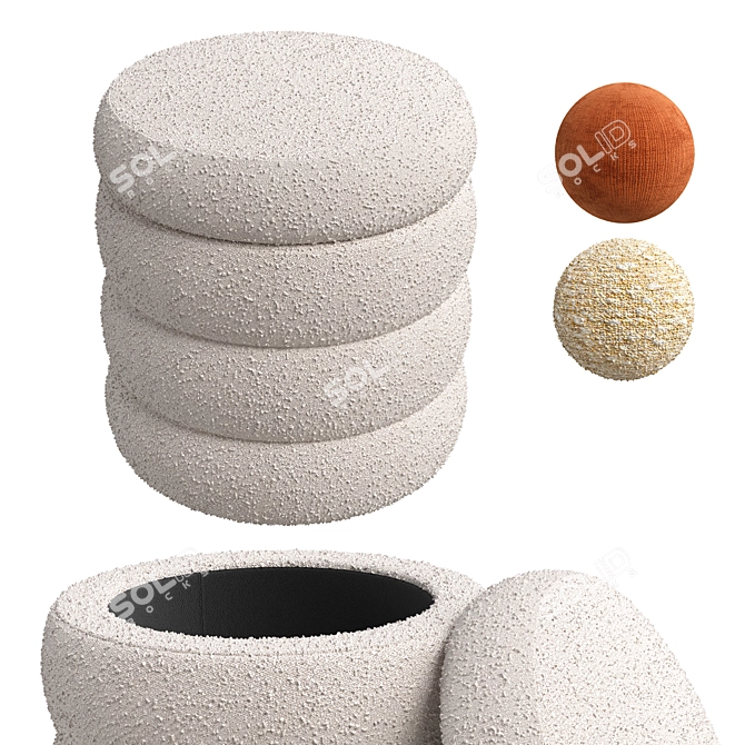 Boucle Storage Ottoman Collection 3D model image 1