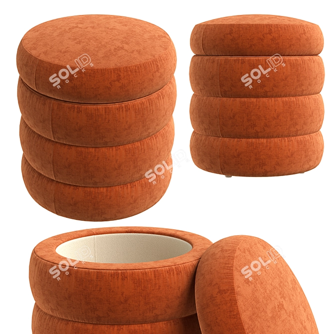 Boucle Storage Ottoman Collection 3D model image 2