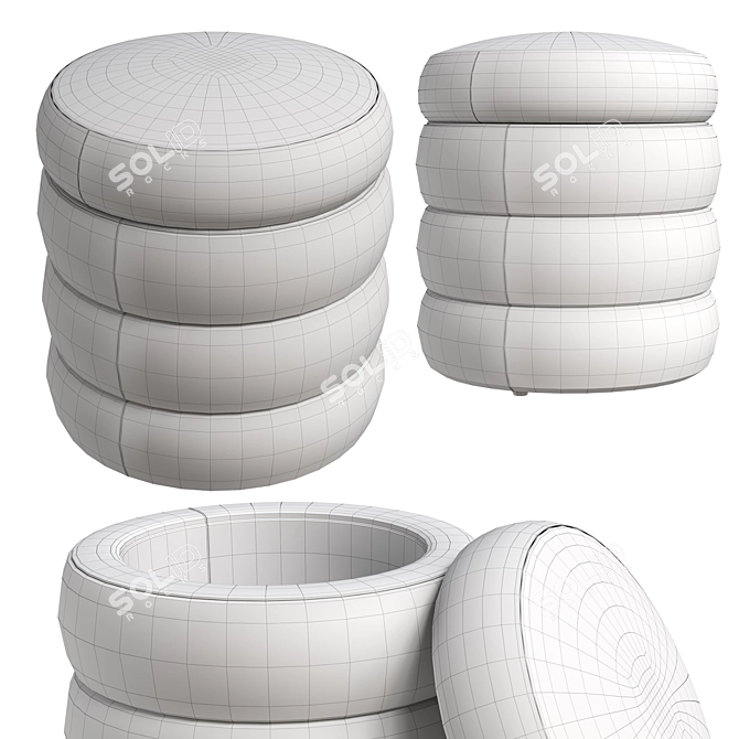 Boucle Storage Ottoman Collection 3D model image 4