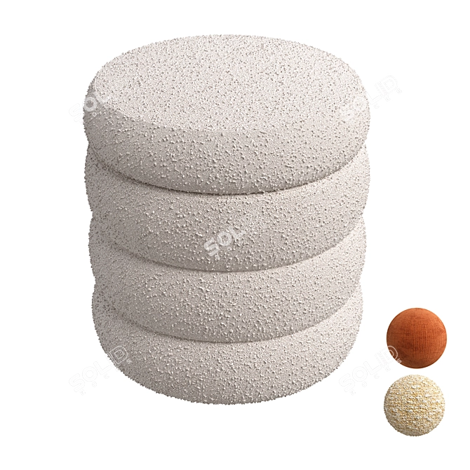 Boucle Storage Ottoman Collection 3D model image 5