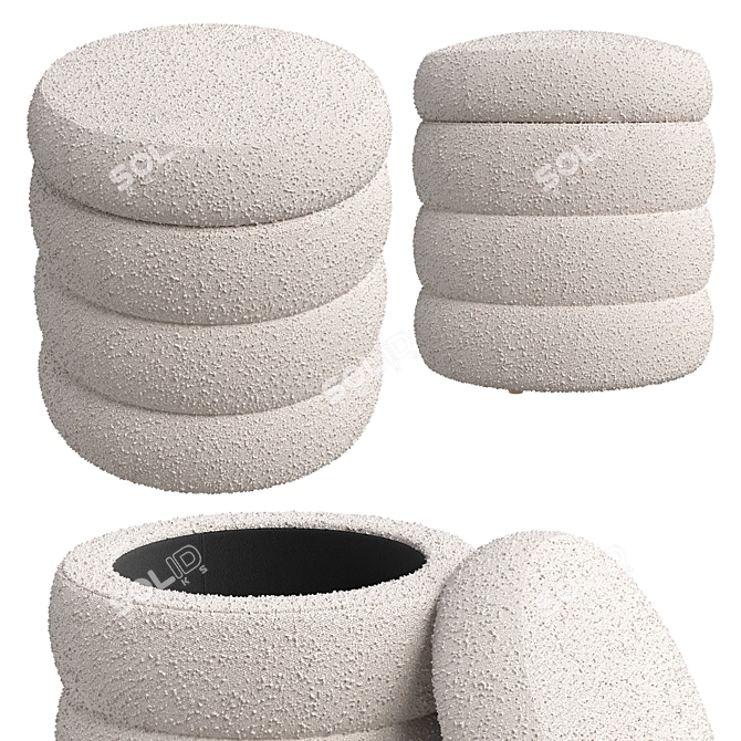 Boucle Storage Ottoman Collection 3D model image 6