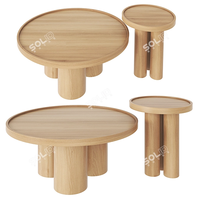 Sleek Delta Round Coffee Table 3D model image 2