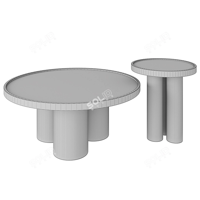 Sleek Delta Round Coffee Table 3D model image 1