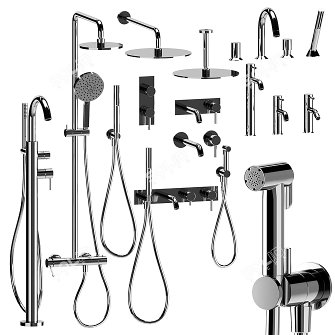 Fantini Nostromo Bathroom Fixtures Set 3D model image 2