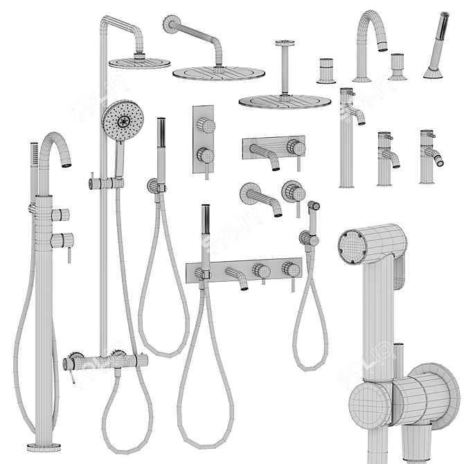 Fantini Nostromo Bathroom Fixtures Set 3D model image 5