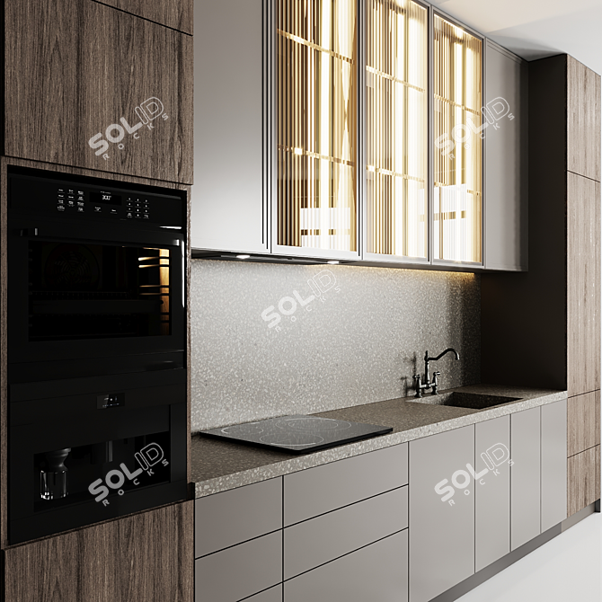 Modular Kitchen 3D Model Kit 3D model image 2