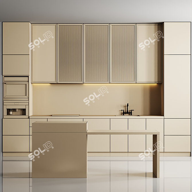 Modular Kitchen 3D Model Kit 3D model image 4