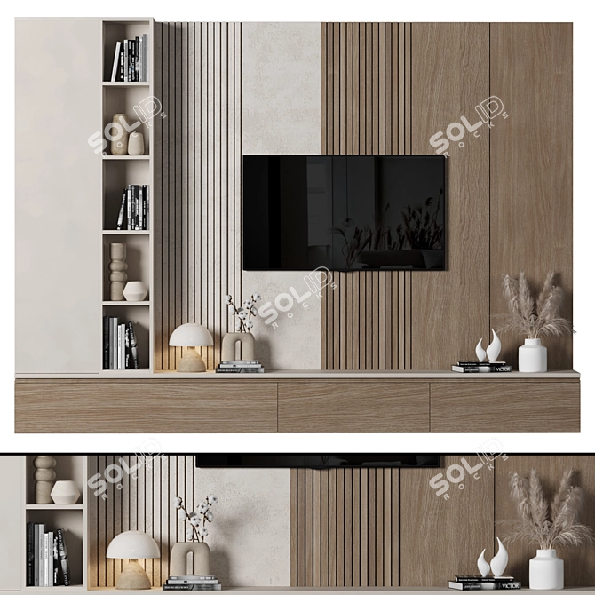 High-Quality Modern TV Wall 3D model image 1