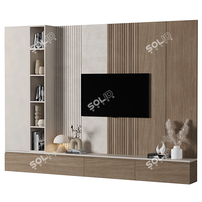 High-Quality Modern TV Wall 3D model image 2