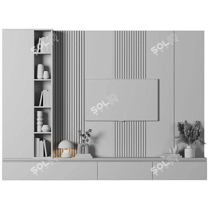 High-Quality Modern TV Wall 3D model image 4