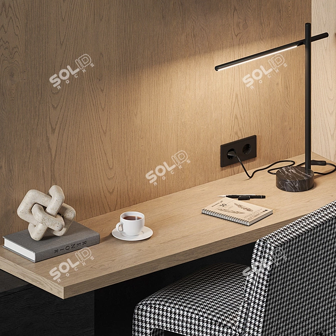 Cozy Workspace Set with Accessories 3D model image 2