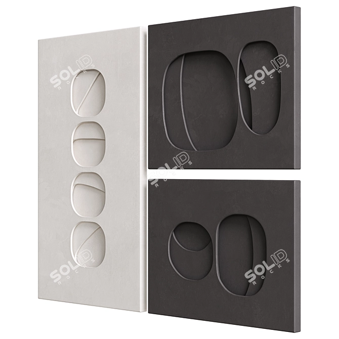 Spatialism Relief Art Panels 3D model image 3