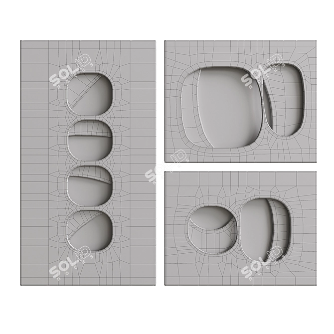 Spatialism Relief Art Panels 3D model image 4