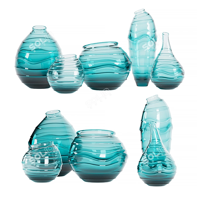 Handblown Glass Decor Vases 3D model image 4