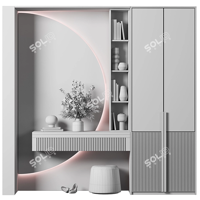 Premium Wooden Hallway Furniture 3D model image 4