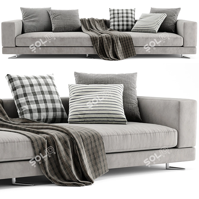 Sleek White Modular Sofa Set 3D model image 2