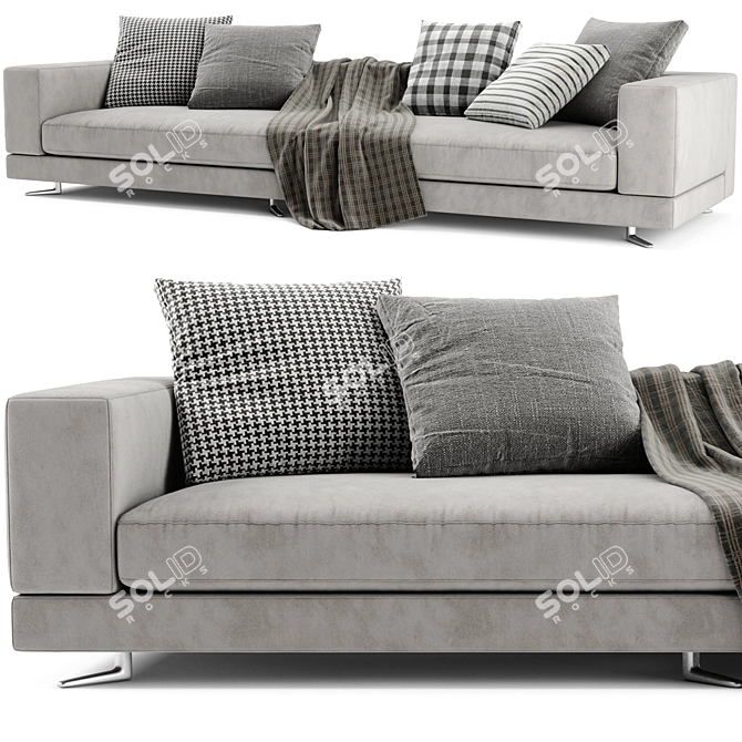 Sleek White Modular Sofa Set 3D model image 3