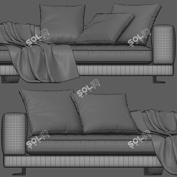 Sleek White Modular Sofa Set 3D model image 5