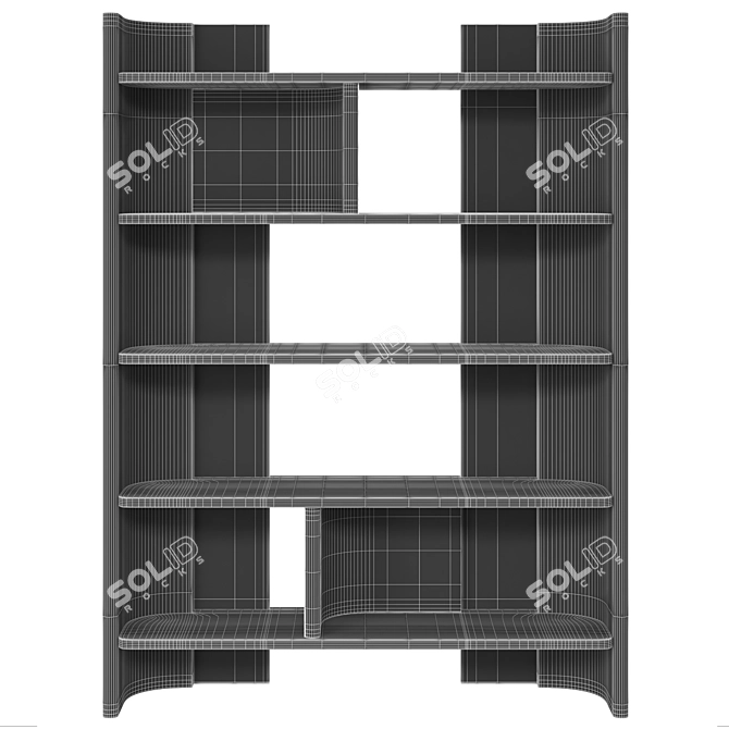 Elegant Oak & Leather Bookcase 3D model image 5