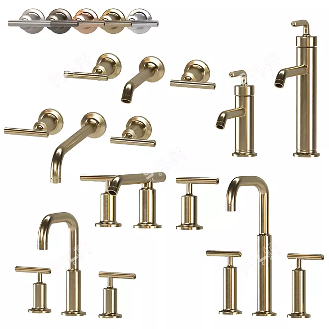 Kohler Purist Faucets Set 01 3D model image 1