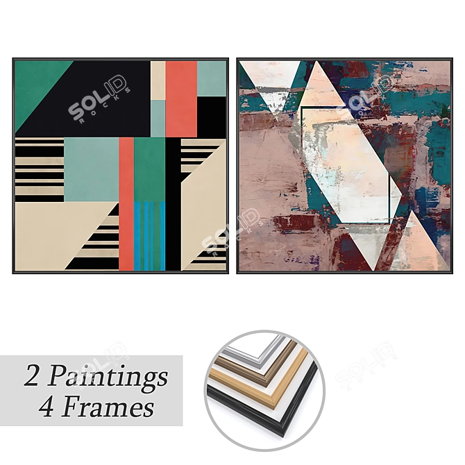 Art Set with Variety Frames 3D model image 1