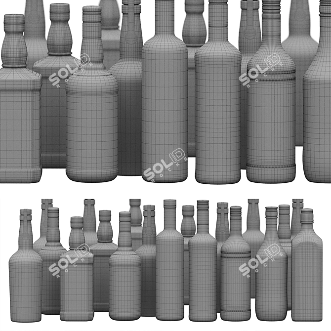 Elegant Glass Bottles Set 2016 3D model image 7