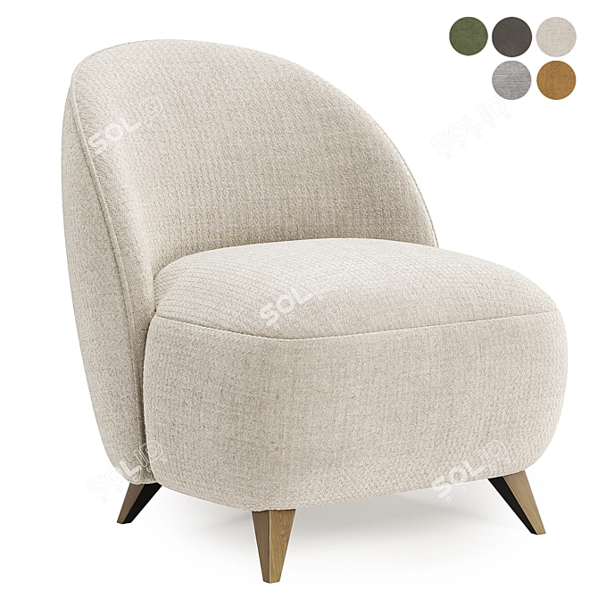 Stylish Henri Armchair in 5 Colors 3D model image 1