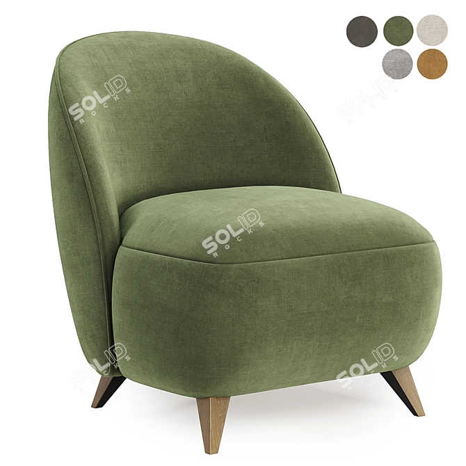 Stylish Henri Armchair in 5 Colors 3D model image 2