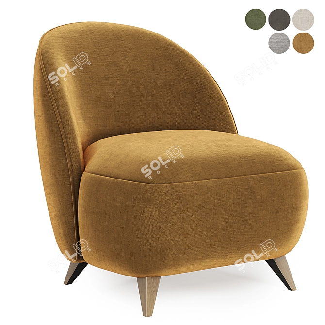 Stylish Henri Armchair in 5 Colors 3D model image 3