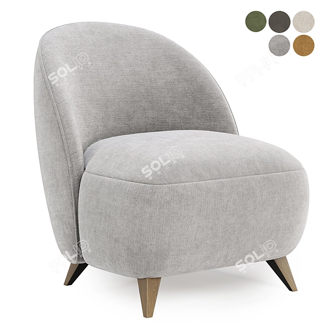 Stylish Henri Armchair in 5 Colors 3D model image 4