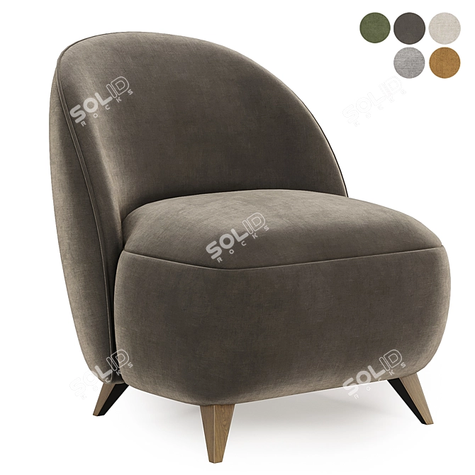 Stylish Henri Armchair in 5 Colors 3D model image 5