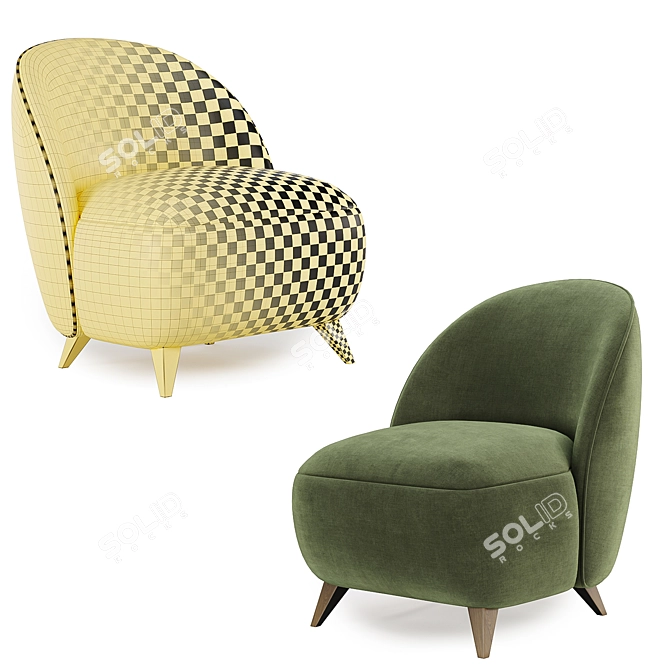 Stylish Henri Armchair in 5 Colors 3D model image 7