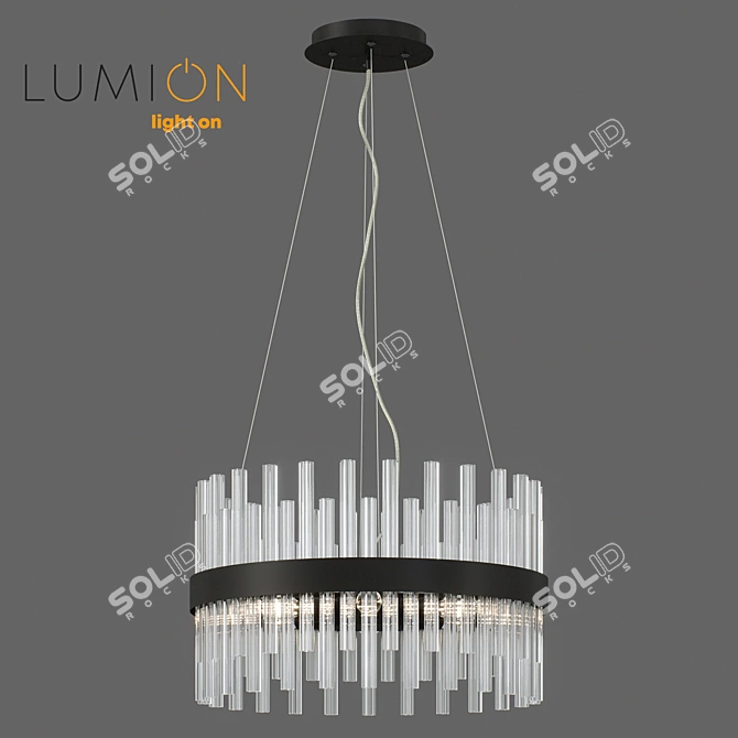 Elegant Modern Black Crystal Chandelier 3D model image 1