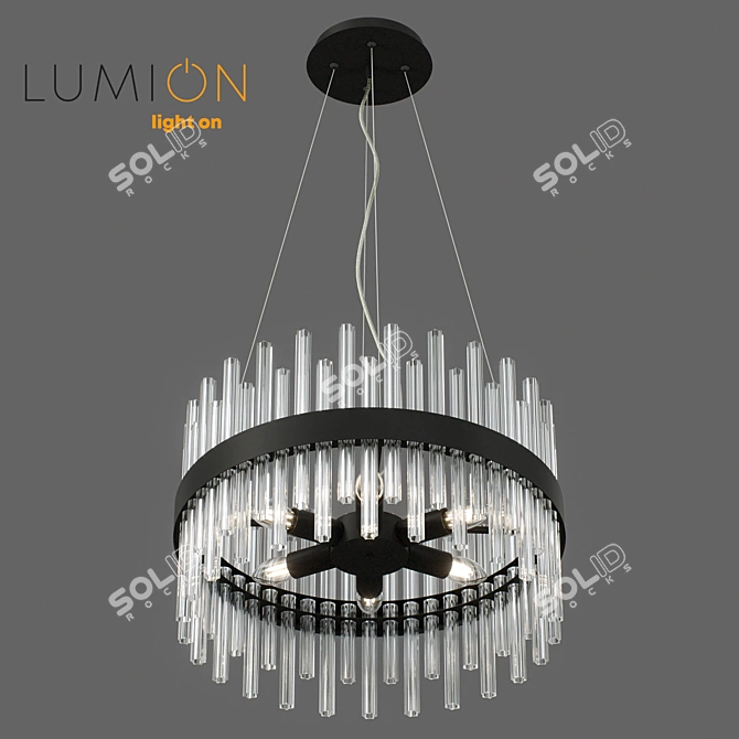 Elegant Modern Black Crystal Chandelier 3D model image 2