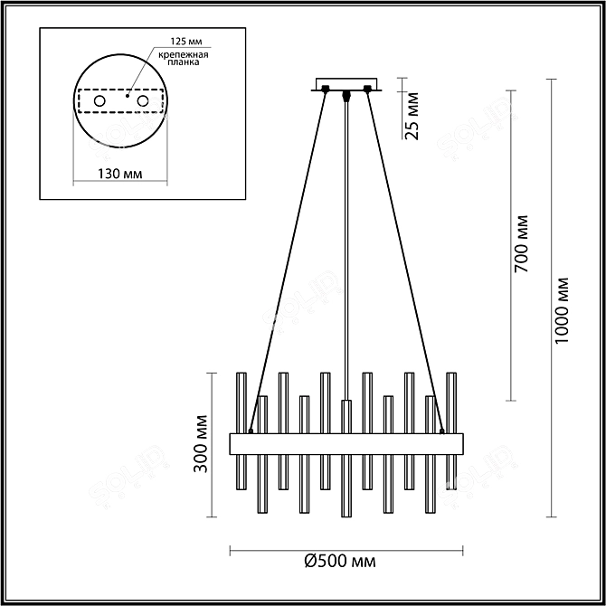 Elegant Modern Black Crystal Chandelier 3D model image 5