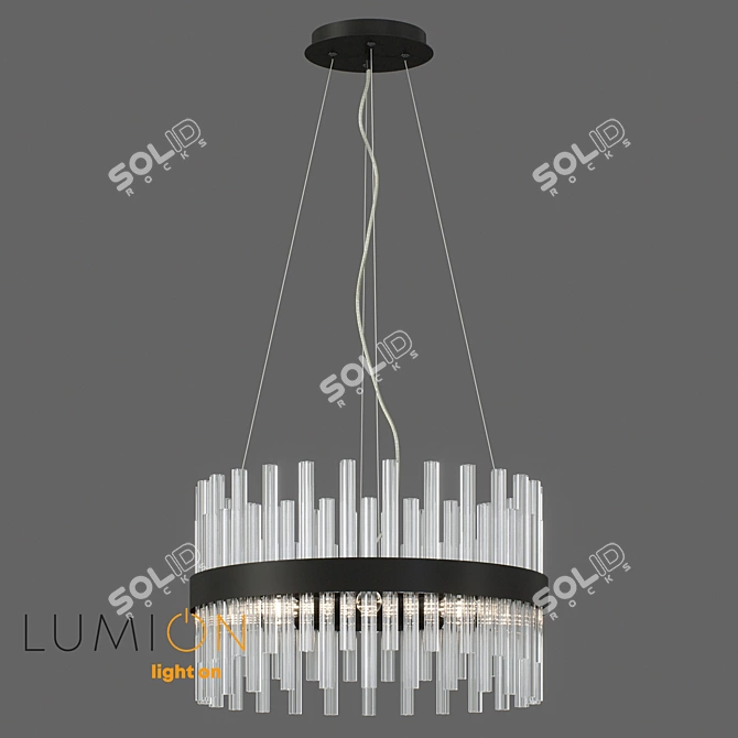 Elegant Modern Black Crystal Chandelier 3D model image 6