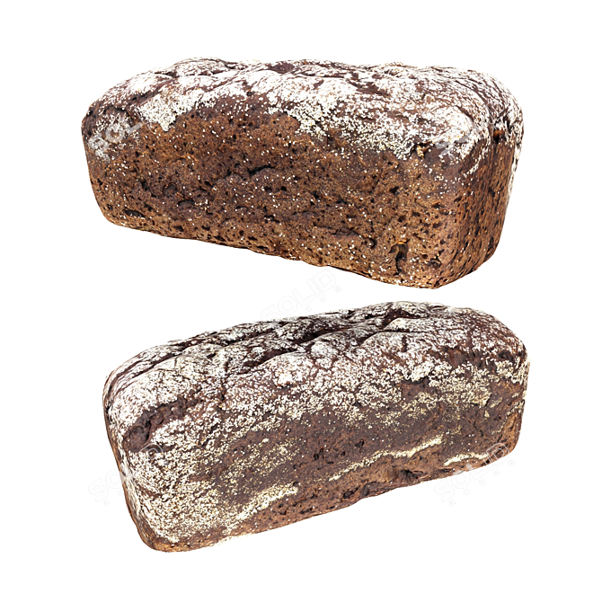 Dark Rye Bread Roll 3D model image 1